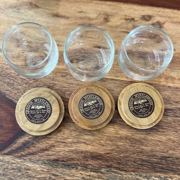 Vtg MCM Condiment Tray w/ 3 glass bowls & wooden lids by Oregon Myrtlewood - Picture 2 of 7